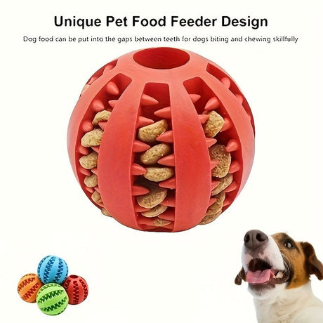 Interactive Dog Chew Toy for Small Breeds - Durable Rubber Treat Dispensing Ball for Dental Cleaning, Slow Feeding, and Fun Playtime with Your Furry Friend (7cm, Blue)