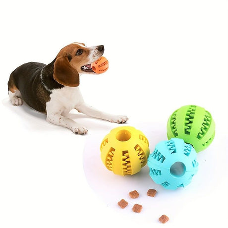 Interactive Dog Chew Toy for Small Breeds - Durable Rubber Treat Dispensing Ball for Dental Cleaning, Slow Feeding, and Fun Playtime with Your Furry Friend (7cm, Blue)