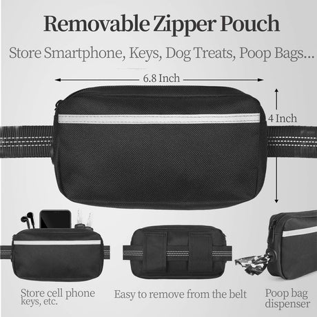 Hands-Free Dog Leash Set with Waist Belt and Storage Pouch, Shock-Absorbing Bungee Leash for Jogging, Walking, and Outdoor Adventures, Reflective Safety Design for Night Use (GrassGreen)