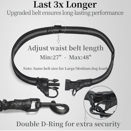 Hands-Free Dog Leash Set with Waist Belt and Storage Pouch, Shock-Absorbing Bungee Leash for Jogging, Walking, and Outdoor Adventures, Reflective Safety Design for Night Use (Orange)