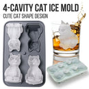 Adorable 4-Cavity Cat-Shaped Silicone Ice Mold for Whiskey, Coffee & Fruit Drinks – Easy-Release, Fun Beverage Chilling for Home Bars and Everyday Dining (Black)
