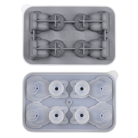 Adorable 4-Cavity Cat-Shaped Silicone Ice Mold for Whiskey, Coffee & Fruit Drinks – Easy-Release, Fun Beverage Chilling for Home Bars and Everyday Dining (Blue)