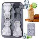 Adorable 4-Cavity Cat-Shaped Silicone Ice Mold for Whiskey, Coffee & Fruit Drinks – Easy-Release, Fun Beverage Chilling for Home Bars and Everyday Dining (Pink)