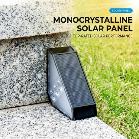 Solar Powered Triangle Step Light with Monocrystalline Silicon Panel, Auto On at Dusk, IP65 Waterproof for Outdoor Stairs, Pathways, Patios, and Garden Steps – Choose Cool White 6000K or Warm Yellow 3000K for Safe Nighttime Illumination (12PCS, Warm White
