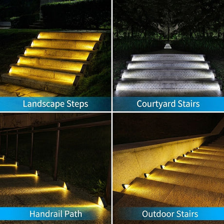 Solar Powered Triangle Step Light with Monocrystalline Silicon Panel, Auto On at Dusk, IP65 Waterproof for Outdoor Stairs, Pathways, Patios, and Garden Steps – Choose Cool White 6000K or Warm Yellow 3000K for Safe Nighttime Illumination (24PCS, Cool White