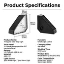 Solar Powered Triangle Step Light with Monocrystalline Silicon Panel, Auto On at Dusk, IP65 Waterproof for Outdoor Stairs, Pathways, Patios, and Garden Steps – Choose Cool White 6000K or Warm Yellow 3000K for Safe Nighttime Illumination (24PCS, Warm White