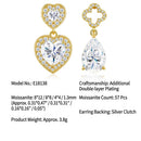 Elegant Asymmetric Moissanite Earrings Set in Dual-Plated 925 Silver with Heart and Four-Leaf Clover Designs, Featuring Eight Hearts and Eight Arrows Cut Stones for Everyday Chic and Special Occasion Wear (Moissanite, Premium S925)