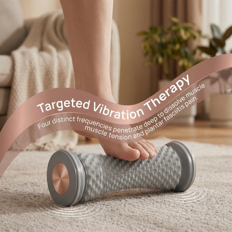 Foot Massager Roller for Plantar Fasciitis Relief - Home Muscle Recovery Tool with Acupressure Nodes, Versatile for Full-Body Soothing After Workouts or Long Days on Feet (Grey)