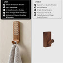 Handcrafted Solid Wood Adhesive Hooks Set – Bohemian Patterned Wall Hangers for Keys, Towels, Hats, Coats, and Bags, No-Drill Peel-and-Stick Mount for Entryway, Bedroom, and Bathroom Decor (3-Pack, Short)