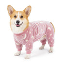 Cozy Winter Pet Fleece Four-Legged Bodysuit, Warm Flannel Full-Body Pajamas for Small to Medium Dogs, Star & Moon Print, Elastic Cuffs for Easy Wear (2XL, Pink)