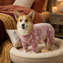 Cozy Winter Pet Fleece Four-Legged Bodysuit, Warm Flannel Full-Body Pajamas for Small to Medium Dogs, Star & Moon Print, Elastic Cuffs for Easy Wear (3XL, Grey)