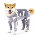 Cozy Winter Pet Fleece Four-Legged Bodysuit, Warm Flannel Full-Body Pajamas for Small to Medium Dogs, Star & Moon Print, Elastic Cuffs for Easy Wear (L, Grey)