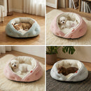Semi-Enclosed Pet Bed with Plush Comfort and Anti-Slip Base – Ideal for Cats and Small to Medium Dogs Seeking a Cozy, Secure Sleep Spot for All Seasons (L, Grey)