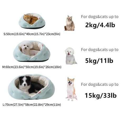 Semi-Enclosed Pet Bed with Plush Comfort and Anti-Slip Base – Ideal for Cats and Small to Medium Dogs Seeking a Cozy, Secure Sleep Spot for All Seasons (L, Grey)