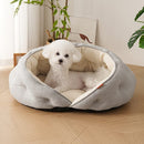 Semi-Enclosed Pet Bed with Plush Comfort and Anti-Slip Base – Ideal for Cats and Small to Medium Dogs Seeking a Cozy, Secure Sleep Spot for All Seasons (S, Blue)