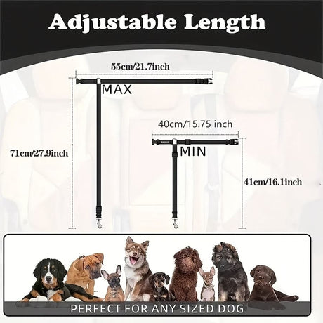 Dog Seat Belt for Car, Pet Car Safety Restraint with Adjustable Straps and Zinc Alloy Hook, Perfect for Securing Your Dog in Vehicle, Ideal Car Safety Strap for Small to Large Dogs, Great Christmas Gift for Pet Lovers (Black)