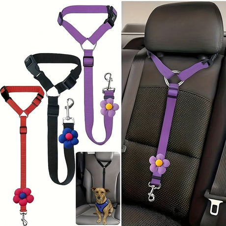 Dog Seat Belt for Car, Pet Car Safety Restraint with Adjustable Straps and Zinc Alloy Hook, Perfect for Securing Your Dog in Vehicle, Ideal Car Safety Strap for Small to Large Dogs, Great Christmas Gift for Pet Lovers (Red)