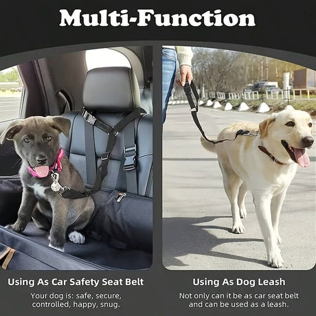 Dog Seat Belt for Car, Pet Car Safety Restraint with Adjustable Straps and Zinc Alloy Hook, Perfect for Securing Your Dog in Vehicle, Ideal Car Safety Strap for Small to Large Dogs, Great Christmas Gift for Pet Lovers (Red)