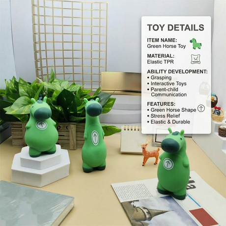 Green Horse Stress Relief Toy: Squeeze, Stretch, and Squish Your Worries Away – Cute Desktop Decor for Anxiety Relief, Fun Parent-Child Interaction, and Office Desk Fidget Play (3PCS)