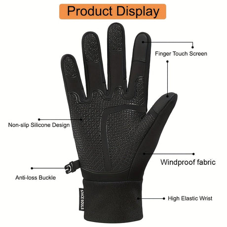 Winter Thermal Touchscreen Gloves for Outdoor Sports – Windproof, Fleece-Lined, Anti-Slip, Compatible with Running, Cycling, Fishing, Skiing, and Daily Cold-Weather Activities (L)