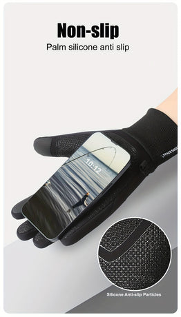Winter Thermal Touchscreen Gloves for Outdoor Sports – Windproof, Fleece-Lined, Anti-Slip, Compatible with Running, Cycling, Fishing, Skiing, and Daily Cold-Weather Activities (L)