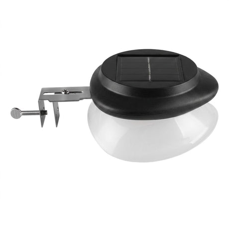 Solar Powered Fence Light with Durable ABS+PC Housing, Monocrystalline Silicon Panel, and Adjustable Mounting Clip for Outdoor Garden, Patio, Deck, and Walkway Illumination in Warm White or Cool White (4PCS, Black Housing‑Cool White Light)