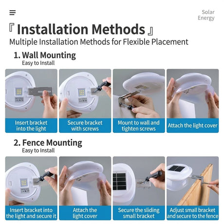 Solar Powered Fence Light with Durable ABS+PC Housing, Monocrystalline Silicon Panel, and Adjustable Mounting Clip for Outdoor Garden, Patio, Deck, and Walkway Illumination in Warm White or Cool White (8PCS, Black Housing‑Warm White Light)