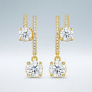 Elegant C-Shaped Drop Earrings with Round Moissanite and Micro-Pave Setting, Crafted in 925 Silver with 18K Gold Plating for Daily Chic and Special Occasions (Moissanite, Premium S925)