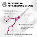 Professional Pet Grooming Scissors Set for Dogs & Cats – Includes Straight, Curved, Thinning Shears, Nail Clippers, and Comb in a Stylish Pink Case for Home Grooming and Salon-Quality Trimming
