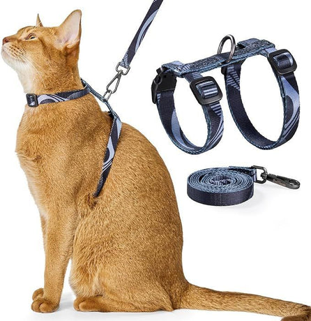 Adjustable Anti-Escape Cat Harness and Leash Set – Soft, Breathable, and Lightweight for Safe Outdoor Adventures with Your Feline Friend (Black)