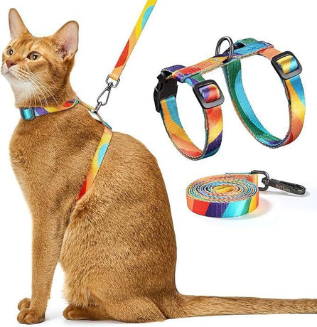 Adjustable Anti-Escape Cat Harness and Leash Set – Soft, Breathable, and Lightweight for Safe Outdoor Adventures with Your Feline Friend (Black)