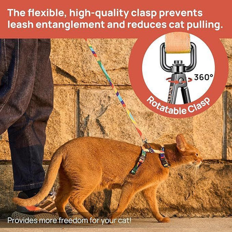 Adjustable Anti-Escape Cat Harness and Leash Set – Soft, Breathable, and Lightweight for Safe Outdoor Adventures with Your Feline Friend (Orange)