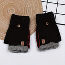 Men's Thick Knitted Flip-Top Gloves with Plush Lining, Convertible Design for Touchscreen Use, Winter Warmth for Outdoor Activities and Daily Commute (Blue)
