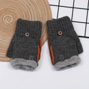 Men's Thick Knitted Flip-Top Gloves with Plush Lining, Convertible Design for Touchscreen Use, Winter Warmth for Outdoor Activities and Daily Commute (Darkgray)