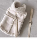 Cozy Pet Winter Vest with Leash Loop: Faux Suede & Plush Fleece Warm Coat for Small Dogs, Cats, and Puppies – Perfect for Autumn, Winter Walks, and Indoor Comfort (L, Pink)(Leash not included)