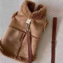 Cozy Pet Winter Vest with Leash Loop: Faux Suede & Plush Fleece Warm Coat for Small Dogs, Cats, and Puppies – Perfect for Autumn, Winter Walks, and Indoor Comfort (XL, Pink)(Leash not included)
