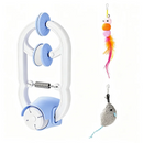Interactive Electric Cat Teaser with Clip-On Spring Design – Auto Up-and-Down Motion, Replaceable Plush Mouse & Feather Wand Attachments, Perfect for Indoor Play, Exercise, and Mental Stimulation on Desks, Shelves, or Cat Trees. (Blue)
