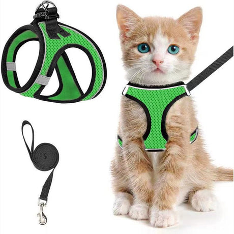 Escape-Proof Cat Harness and Leash Set with Reflective Soft Mesh Vest for Safe Outdoor Adventures with Your Feline Friend (S, Black)