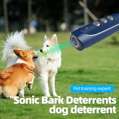 Handheld Ultrasonic Anti-Barking Training Device for Dogs, Safe and Humane Deterrent with LED Light, Indoor and Outdoor Use (Black)