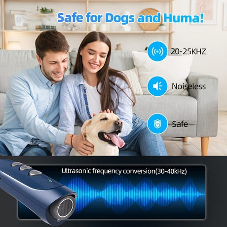 Handheld Ultrasonic Anti-Barking Training Device for Dogs, Safe and Humane Deterrent with LED Light, Indoor and Outdoor Use (Black)