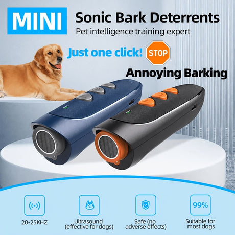 Handheld Ultrasonic Anti-Barking Training Device for Dogs, Safe and Humane Deterrent with LED Light, Indoor and Outdoor Use (Black)