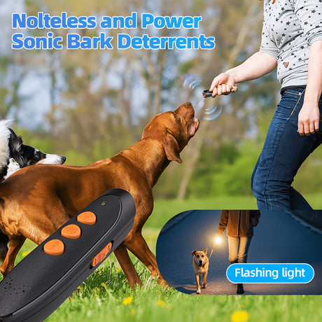 Handheld Ultrasonic Anti-Barking Training Device for Dogs, Safe and Humane Deterrent with LED Light, Indoor and Outdoor Use (Black)