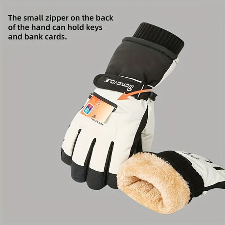 Winter Full-Finger Touchscreen Thermal Gloves for Skiing, Hiking, Cycling, and Outdoor Activities – Unisex Waterproof, Windproof, and Warm Design with Anti-Slip Grip and Adjustable Wrist Strap (Black)