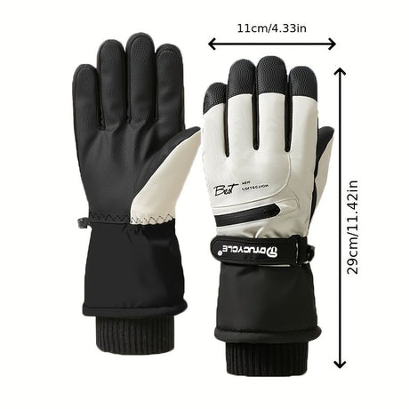 Winter Full-Finger Touchscreen Thermal Gloves for Skiing, Hiking, Cycling, and Outdoor Activities – Unisex Waterproof, Windproof, and Warm Design with Anti-Slip Grip and Adjustable Wrist Strap (Navy)
