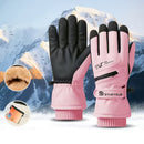 Winter Full-Finger Touchscreen Thermal Gloves for Skiing, Hiking, Cycling, and Outdoor Activities – Unisex Waterproof, Windproof, and Warm Design with Anti-Slip Grip and Adjustable Wrist Strap (Navy)