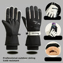 Winter Full-Finger Touchscreen Thermal Gloves for Skiing, Hiking, Cycling, and Outdoor Activities – Unisex Waterproof, Windproof, and Warm Design with Anti-Slip Grip and Adjustable Wrist Strap (White)