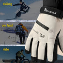 Winter Full-Finger Touchscreen Thermal Gloves for Skiing, Hiking, Cycling, and Outdoor Activities – Unisex Waterproof, Windproof, and Warm Design with Anti-Slip Grip and Adjustable Wrist Strap (White)