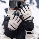 Winter Full-Finger Touchscreen Thermal Gloves for Skiing, Hiking, Cycling, and Outdoor Activities – Unisex Waterproof, Windproof, and Warm Design with Anti-Slip Grip and Adjustable Wrist Strap (White)