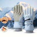 Winter Full-Finger Touchscreen Thermal Gloves for Skiing, Hiking, Cycling, and Outdoor Activities – Unisex Waterproof, Windproof, and Warm Design with Anti-Slip Grip and Adjustable Wrist Strap (White)