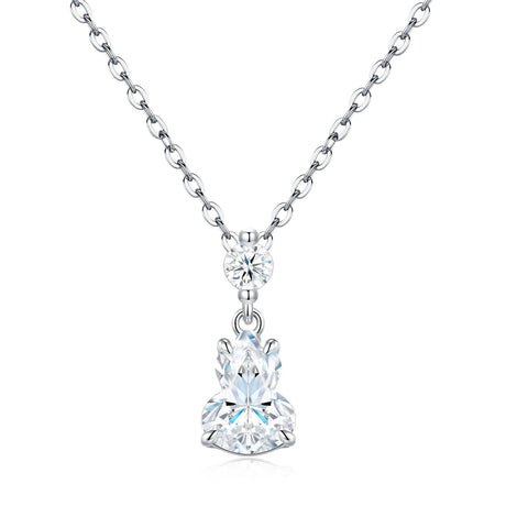 Elegant Gourd-Shaped Moissanite Pendant Necklace with Round Accent Stone, Sterling Silver Finish, Ideal for Daily Wear and Light Formal Occasions, Includes Certification for Authenticity (Moissanite, Premium S925)